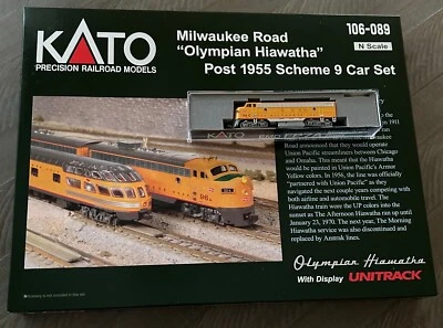 KATO 106089 1762303 N 9 CAR SET  & 1 FP7A LOCO MRR Olympian Hiawatha Post 1955 - Image 1 of 3