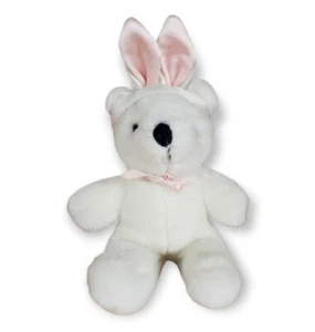 DAKIN 1985 Raro Oso Conejo Blanco Orejas de Conejo 6 Pulgadas Peluche Pascua Blanco De Colección - Imagen 1 de 6