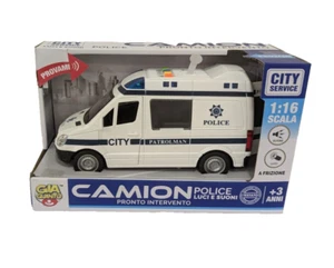 POLIZIA Auto 23cm Luci e Suoni Giocattolo Police a Frizione Bambini Furgoncino - Foto 1 di 4