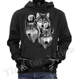 Suéter con capucha gráfico retrato de tres lobos vida silvestre animales salvajes - Imagen 1 de 9