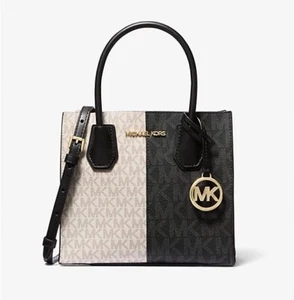 Michael Kors Mercer Medium Two Tone Logo Tote Crossbody Bag NEW - Picture 1 of 7