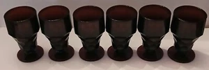 Vintage Anchor Hocking Georgian Ruby Glass Footed Goblets Set Of 6 - Picture 1 of 8