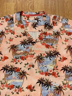 Tommy Bahama Shirt Mens 3XL Pink Florida Flamingos Loop Collar Hawaiian Silk - Image 1 of 4