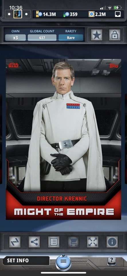 Topps Star Wars Digital Card Trader Might Of The Empire Director Krennic Award - Image 1 of 1