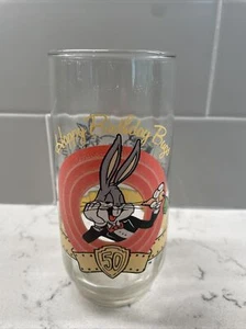 Vintage Happy Birthday BUGS BUNNY 50th Anniversary Glass LOONEY TUNES 1990 WB - Picture 1 of 4