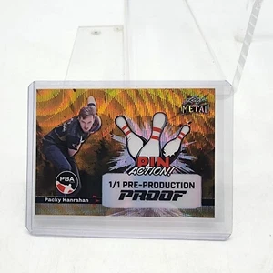 Packy Hanrahan 2024 Hoja Metal Bowling PBA 1/1 Prueba Pin Acción Naranja Refractor - Imagen 1 de 3