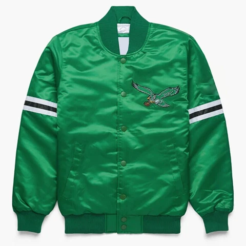 Vintage 80s NFL Philadelphia Eagles Satin Varsity Snap Jacket Embroidery logos Cover