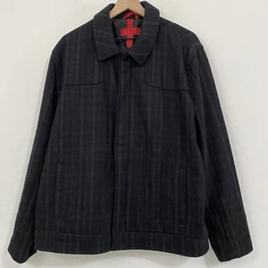 Alfani Fitted Men’s XL Wool Black Gray Plaid Full Zip Collared Jacket Coat - Picture 1 of 9