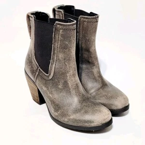 Harley Davidson Dearden Distressed Gray Leather Ankle Booties Heel Boots Wms 6M - Picture 1 of 21