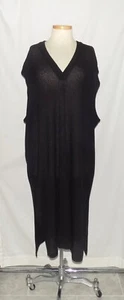 H&M Black Knit Midi Tunic Shift Dress Cover-Up V-Neck Cap Sleeve Low Armhole XXL - Picture 1 of 5