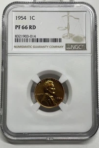1954-P Lincoln Wheat Cent / Penny 1c NGC PF 66 RD Gem Proof See Pictures - Picture 1 of 5