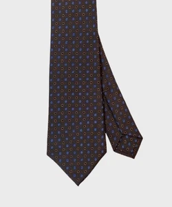 Petronius 1926 cravatta tre pieghe in seta carrè 70s, vintage marrone rombo CC70 - Picture 1 of 2