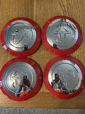 Fiat Abarth Wheel Centre Caps x4 Red chrome 133mm 595 Abarth Punto Evo  - Image 1 of 3