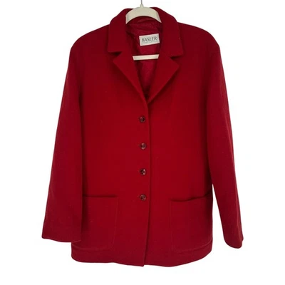 Abrigo Basler Rojo Lana Guisante Forrado Cuello Manga Larga Invierno Aire Libre EE. UU. 8/38 Foto 1 de 4
