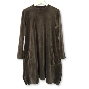 J.Jill Purejill braun Langarm Samt asymmetrisch Tunika Kleid Gr. Medium - Bild 1 von 12