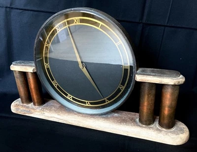 Original Vintage DESK CLOCK - GLASS - COPPER - FOR RESTORATION - DESIGN - 1940s - Image 1 of 4