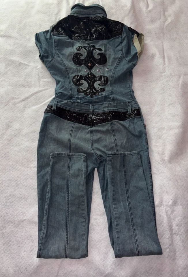 DEREON Mujer Grande Denim Mono Mameluco Jean Una Pieza Beyoncé Y2K Cremallera Foto 1 de 4