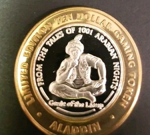 Aladdin $10Casino .999 Fine Silver  Gaming Token  - Picture 1 of 4