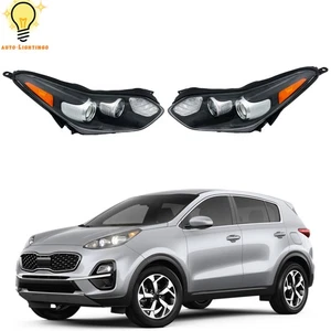 Halogen Headlight w LED DRL For Kia Sportage 2017-2022 Black Housing Left+Right - Picture 1 of 10