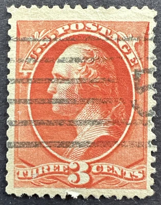 US 1887 Scott # 214 Used Stamp Washington 3c Vermillion - Image 1 of 2
