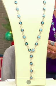 Chaco Canyon Campitos Turquoise Lariat Necklace Signed Running Bear SOLD OUT - Picture 1 of 9