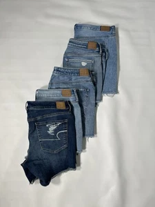 Size 16 American Eagle Outfitters Shorts 5 Ps LOT Blue Denim Distressed Excellen - Picture 1 of 21