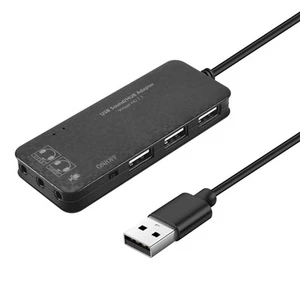 3 Port Usb 2.0 Hub External 7.1Ch Sound Card Headset Microphone Adapter For3227 - Afbeelding 1 van 7