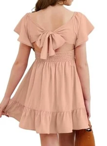 DOKOTOO KIDS Girls Boho Dress Elegant Off Shoulder Ruffle Hem Back Tie Dresse... - Picture 1 of 5