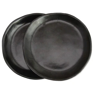 7-Inch Hand-Molded Ceramic Stoneware Appetizer Plates, Semi Matte Black (Set ... - Picture 1 of 9