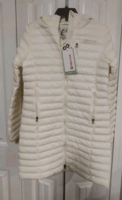 Marmot Women's Echo Featherless Puffer Jacket Long Hooded Cream XS NEW $250 - Image 1 of 4