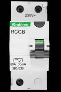 CRABTREE 80 AMP 30mA DOUBLE POLE RCCB RCD TYPE AC 380/030 STARBREAKER - Picture 1 of 7