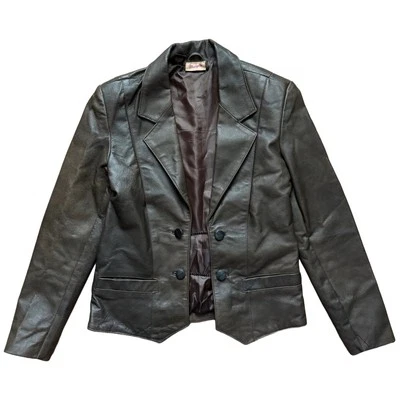 Rare Vintage Wrangler Womans Size M Leather Jacket Chained Button Coat Enclosure - Image 1 of 4