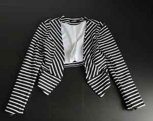 PORTMANS WOMENS BLACK WHITE STRIPE  JACKET SIZE 10 FULLY LINED Stretch - Picture 1 of 11
