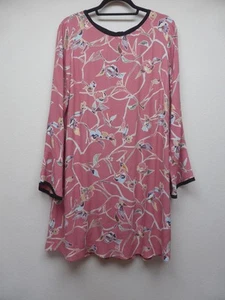 M&S Collection Dress Size 14 Pink Mix Floral Long Sleeve Loose Fit Lightweight - Picture 1 of 10