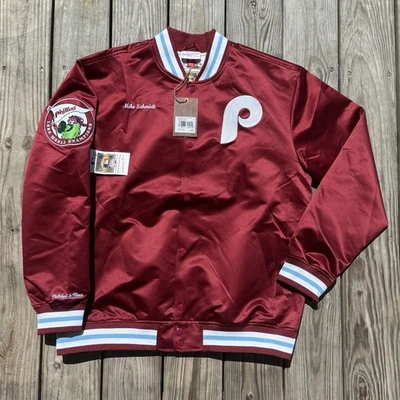 Mens Mitchell & Ness Philadelphia Phillies Mike Schmidt MLB Satin Jacket XL $175 - Image 1 of 4