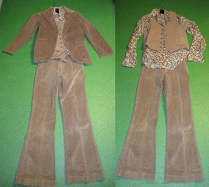 1970s 3-Piece Disco Suit & Shirt, Boy's Size XL, Farah, Brown Brush Corduroy GUC - Picture 1 of 13