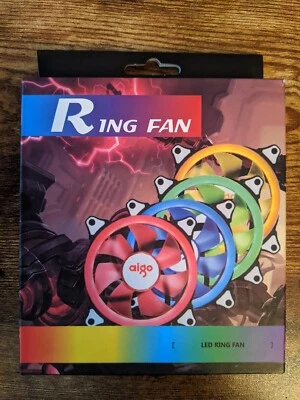 NEW Aigo LED RING FAN 120mm 1500RPM PC Building Gaming Rig Lighting Cooling - Image 1 of 3