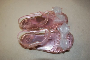 Toddler Girls Shoes PINK GLITTER GEL SANDALS / CLEAR BOW Easy Fasten 7 8 9 10 11 - Picture 1 of 1