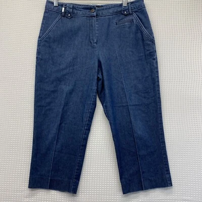 Larry Levine Capri Jeans Talla 10 Regular Alto Lavado Oscuro Denim Elástico Azul Foto 1 de 4