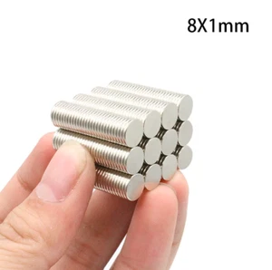 10pcs 8x1mm Super Powerful Strong Round Neodymium Disc Magnets N35 Rare NYP - Imagen 1 de 2