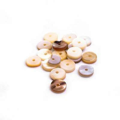 flache Perlen aus Muschel 5mm 10 Stück von Vintageparts DIY Schmuck - Bild 1 von 3