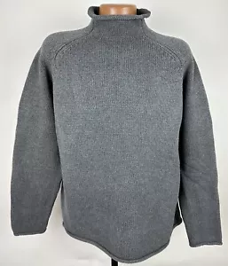 Vintage J CREW Fischer Pullover XL Rollkragen Ruderer Baumwolle anthrazit grau 90er - Bild 1 von 13