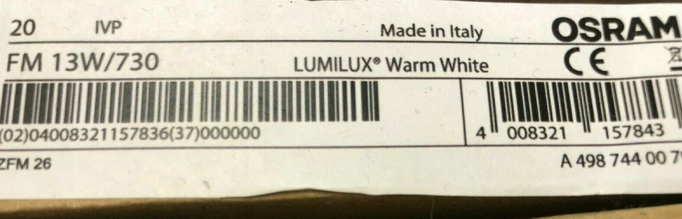 OSRAM Leuchtstofflampe T2 FM 13W/730 Sockel W4.3x8,5d LUMILUX WARM WHITE 520 mm - Bild 1 von 1