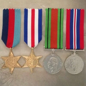 WWII MEDAL SET -1939-45 STAR, FRANCE & GER  STAR, 1939-45 DEFENCE + WAR MEDAL - Picture 1 of 1