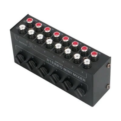 Stereo Mini Line Mixer 6 Channel Mini Audio Stereo Passive Mixer High &Low Pitch - Bild 1 von 4