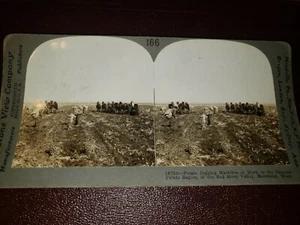 Vintage Stereoscope view card potato digging machines at work - Picture 1 of 3