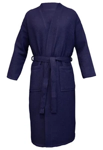 HERREN BADEMANTEL WAFFELPIQUE 100% BAUMWOLLE NAVY BLAU GR. 2XL (1493-LB-271 - Bild 1 von 4
