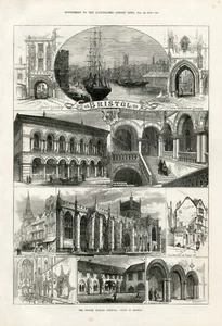 VIEWS OF OLD BRISTOL ANTIQUE 1873 ENGRAVING ART PRINT b12 - Picture 1 of 1