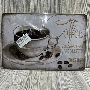 Rustic Coffee Metal Decor Tin Sign 12x8 - Picture 1 of 3
