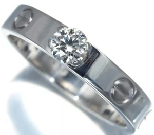 $4400 Authentic Cartier Love Solitaire Diamond 18k White Gold Ring Sz 50 US 5,25 - Picture 1 of 13